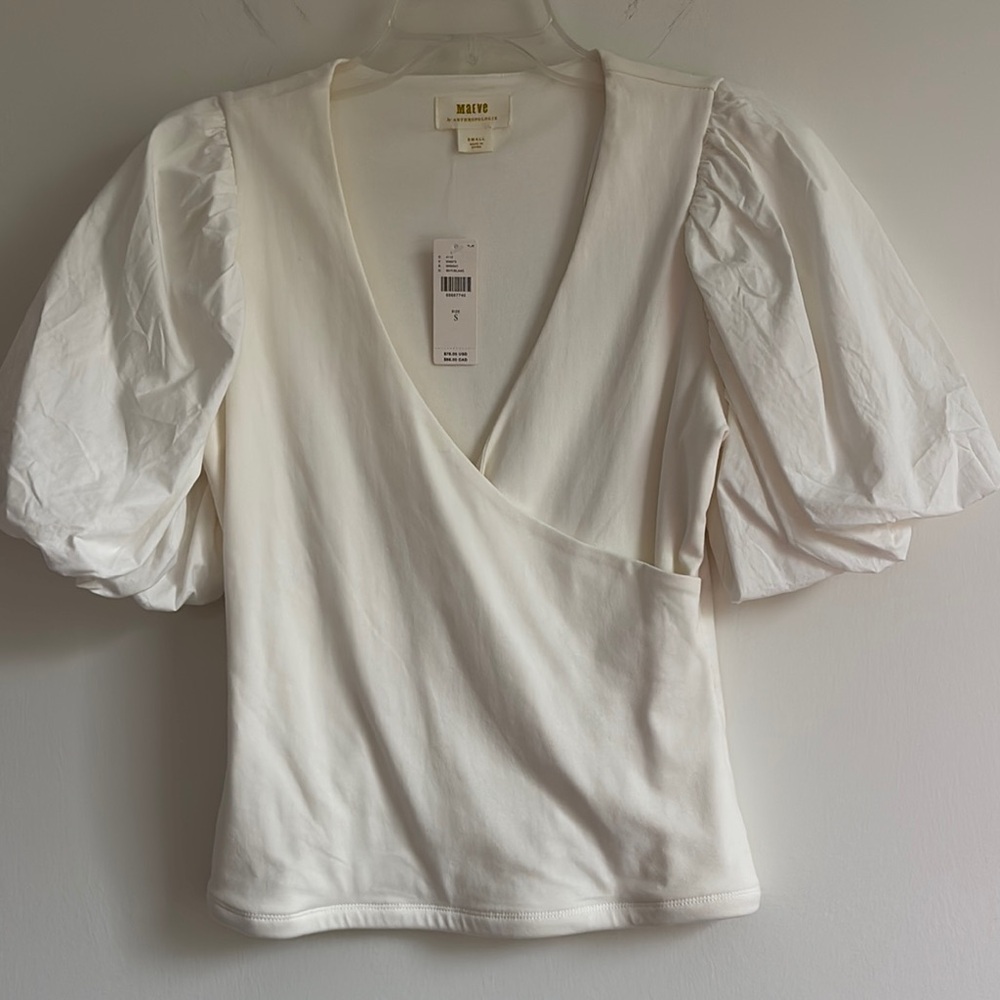 Maeve Wrap Blouse with Puff Sleeves